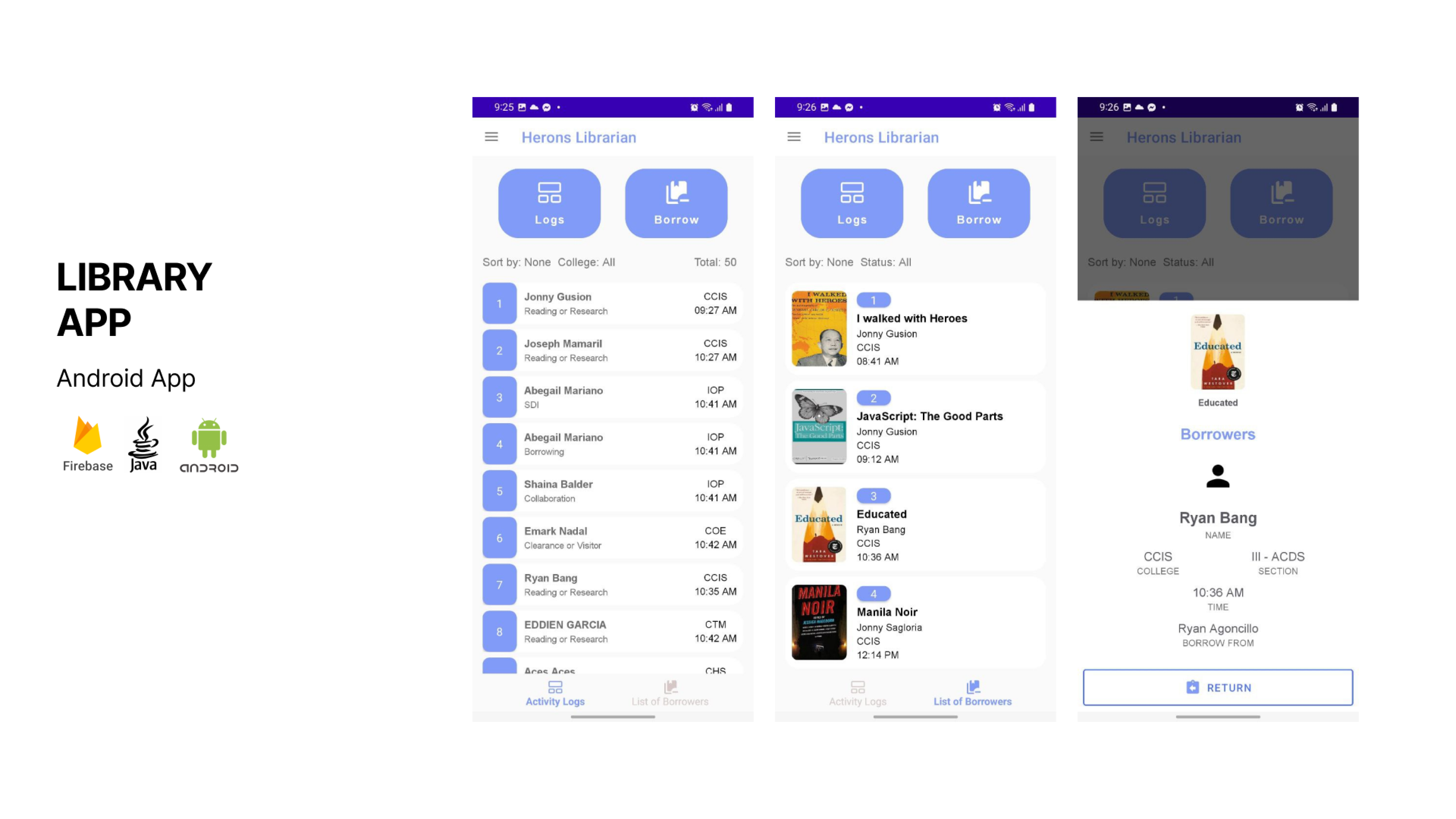 Herons Library App
